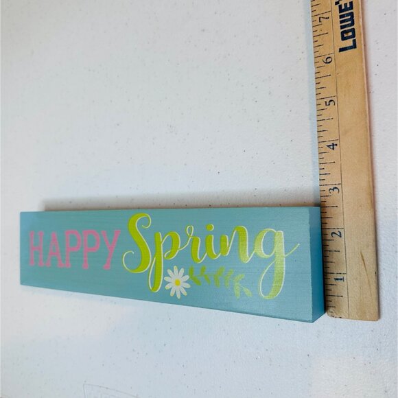 Happy Spring Happy Easter decoration 2 pieces reversible wood blocks display - Picture 9 of 16